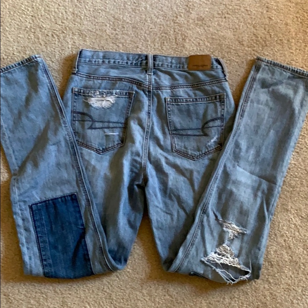 💜 NWOT American Eagle Patchwork Distressed Jeans